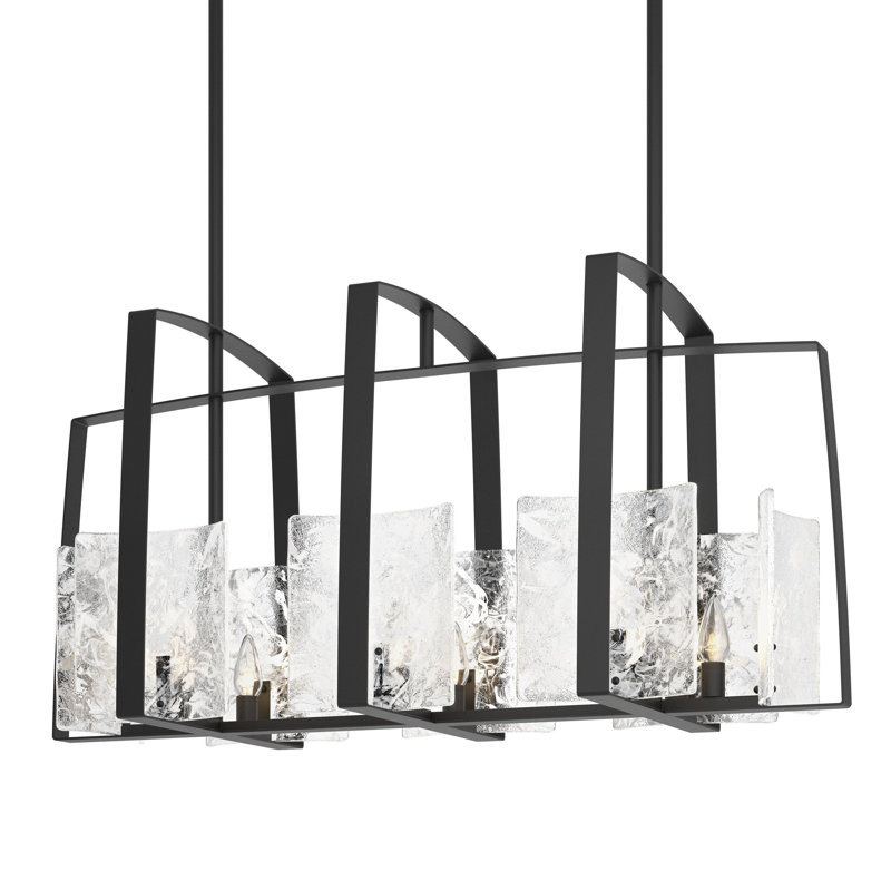 Luminaire suspendu linéaire à 8 lumières pour îlot de cuisine Arc, Noir