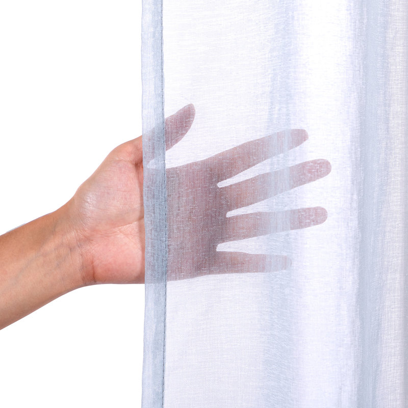 Paire de rideaux transparents avec œillets Amarely, L 52 po x L 96 po, Gris clair