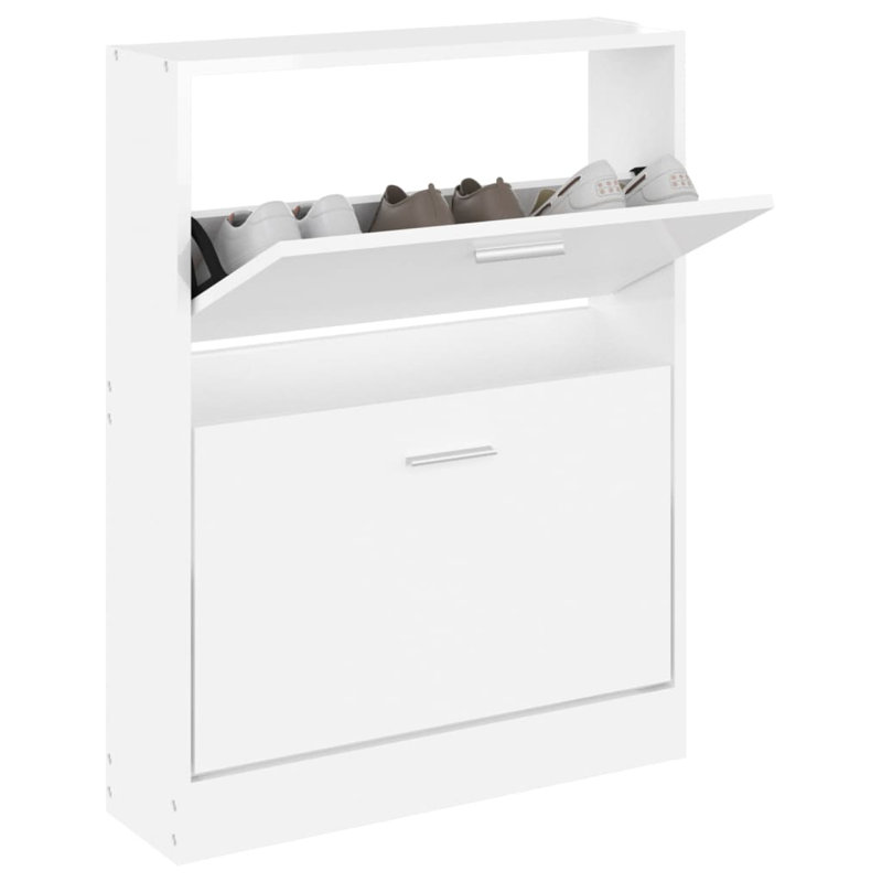 Shoe Cabinet 59x17x81 cm Engineered Wood, Off White