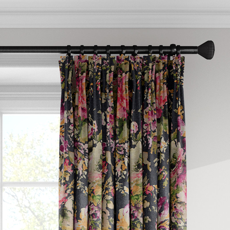 Panneau de rideau simple obscurcissant à motif floral Jacqueline, l 40 po x L 96 po