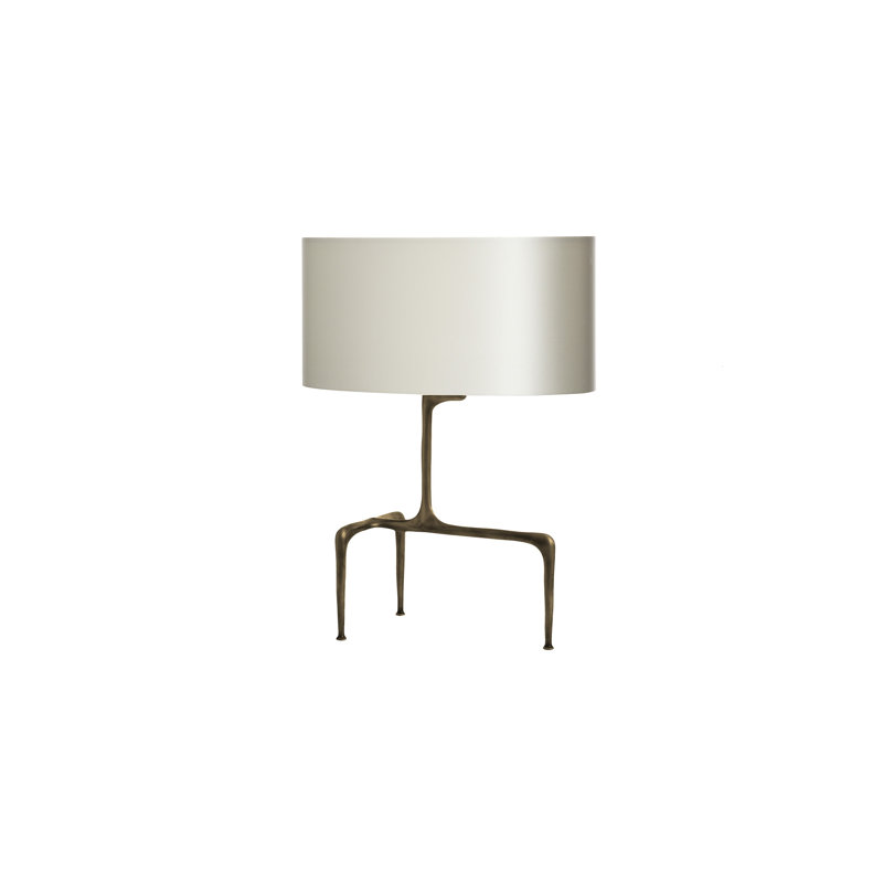 Lampe de table à trépied 21,1 po Braque, Bronze antique, Gris colombe