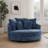 59.5" W Oversized Slipcovered Upholstered Accent Barrel Chair With Ottoman-1040638743