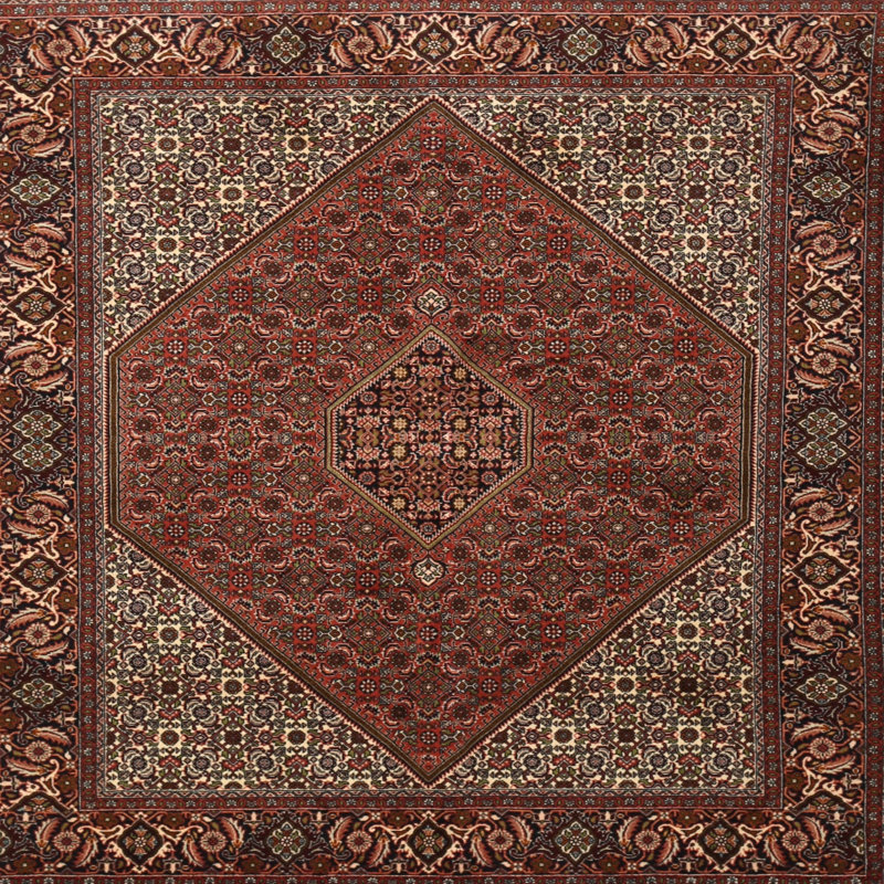 Tapis oriental oriental / noir / bleu, Carré 6 pi