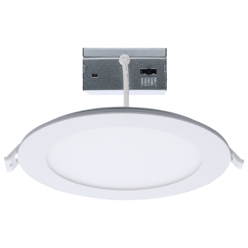 12 Watt LED Direct Wire Downlight With Night Light 6 Inch Remote Driver CCT Selectable Dimmable Round White Finish