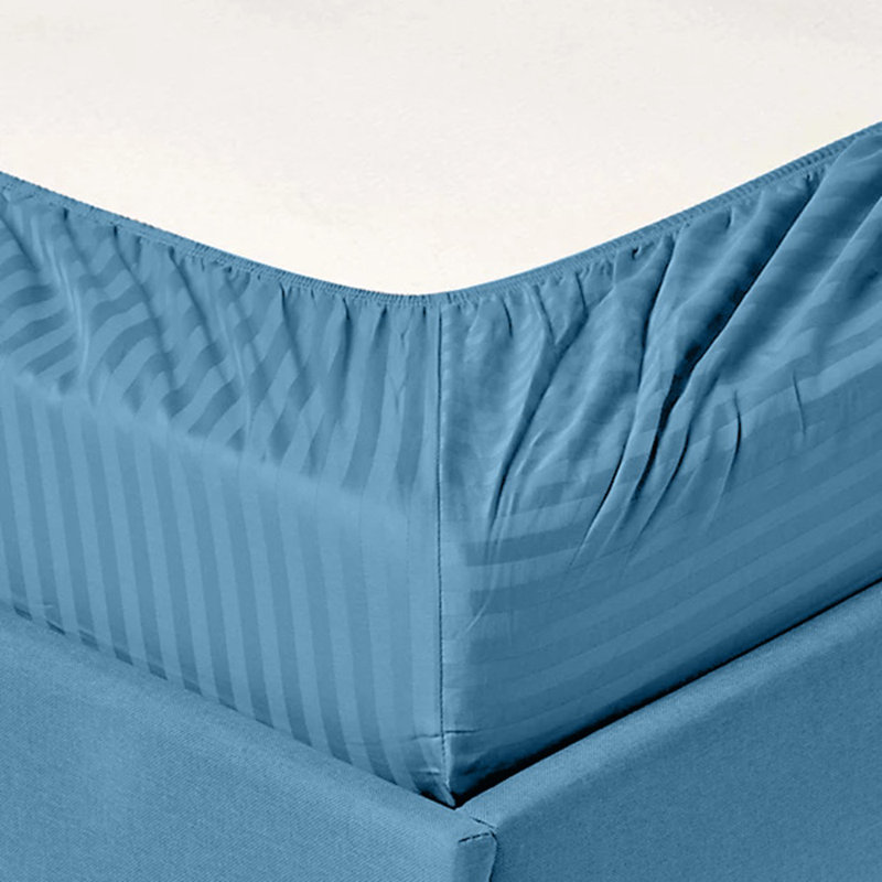 Egyptian Cotton Machine Woven Striped Sheet Set, Teal, Twin