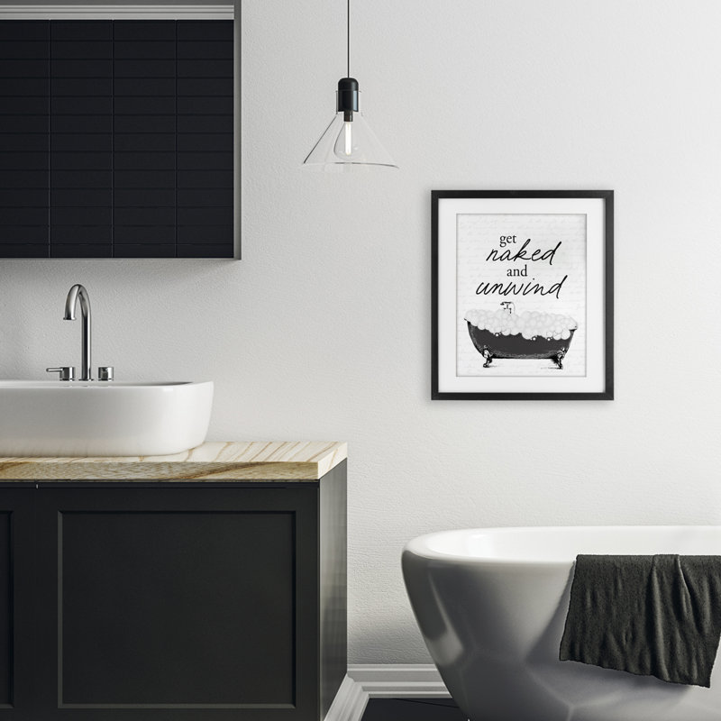 «Unwind Bubble Bath», impression sous verre encadrée, Cadre noir minuit, H 16 po x l 13 po