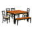 6 Piece Dining Set Contains a Square Dining Room Table with Butterfly Leaf and 4 Linen Fabric Kitchen Chairs with a Bench, Black & Cherry
