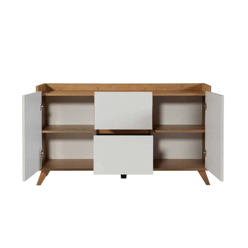 Elegant Console Table, Oak & White Finish, 55.0 x 30.7 x 15.7 Inches | 100% Melamine Coated Chipboard, Thickness: 0.7 Inches | Durable PVC Edgebands, Perfect for Entryway & Living Room Decor, Modern Design