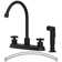 Two-Handle 4-Hole 8" Centerset Kitchen Faucet with Side Sprayer