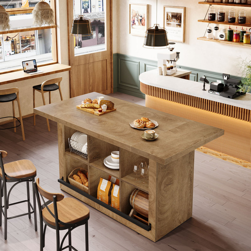 62.6" Bar Table with Storage, Brown