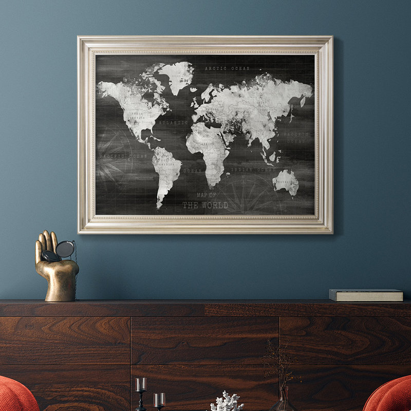 " Industrial World Map ", 21" H x 25" W x 2.5" D