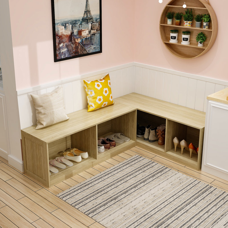 Corner Storage Bench With Shoe Rack