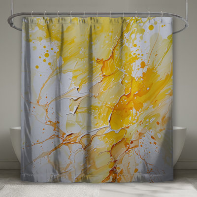 Rideau de douche jaune Splash - abstrait salle de bain moderne