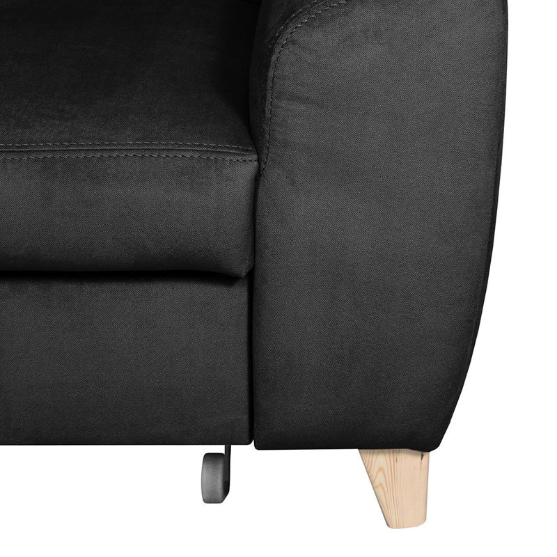 Avajane 4 Seater Sofa Bed, Black, Left Hand Facing, Yes