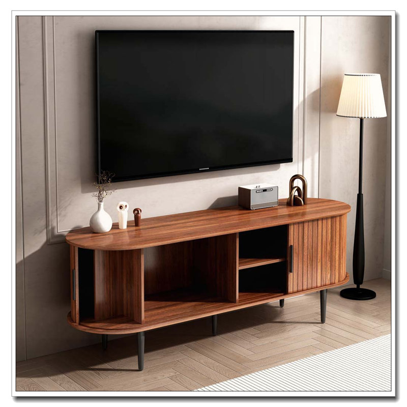 47" Modern TV Stand with Cabinet, Walnut