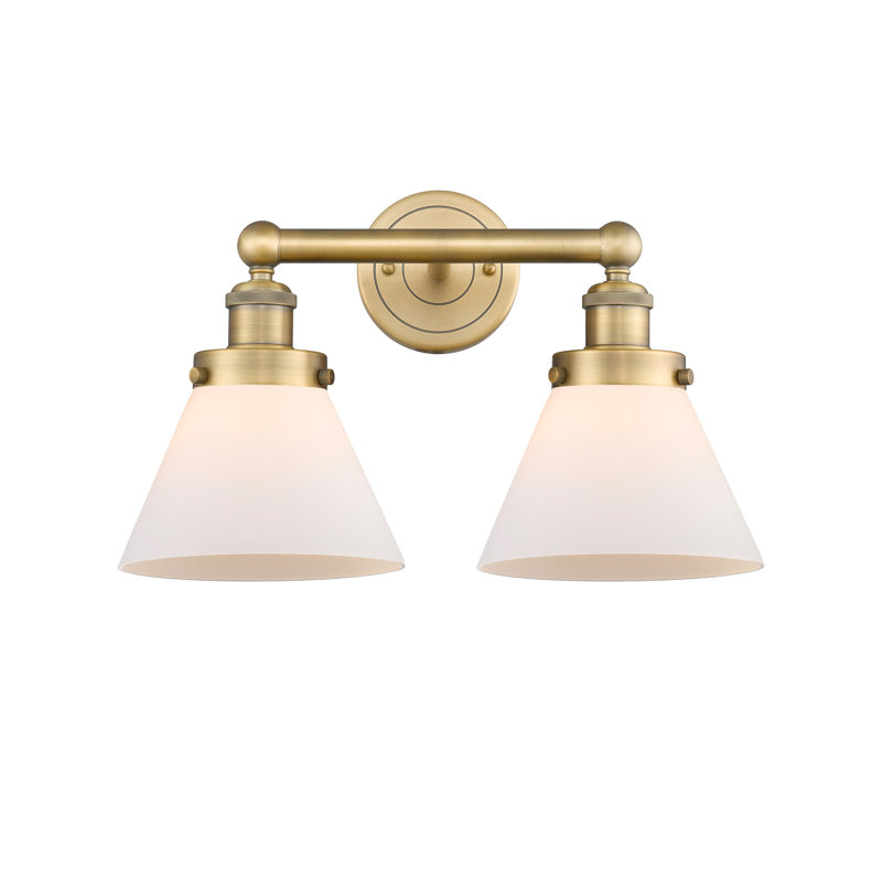 Éclairage pour meuble-lavabo à 2 lumières à intensité variable, Blanc mat, Laiton brossé