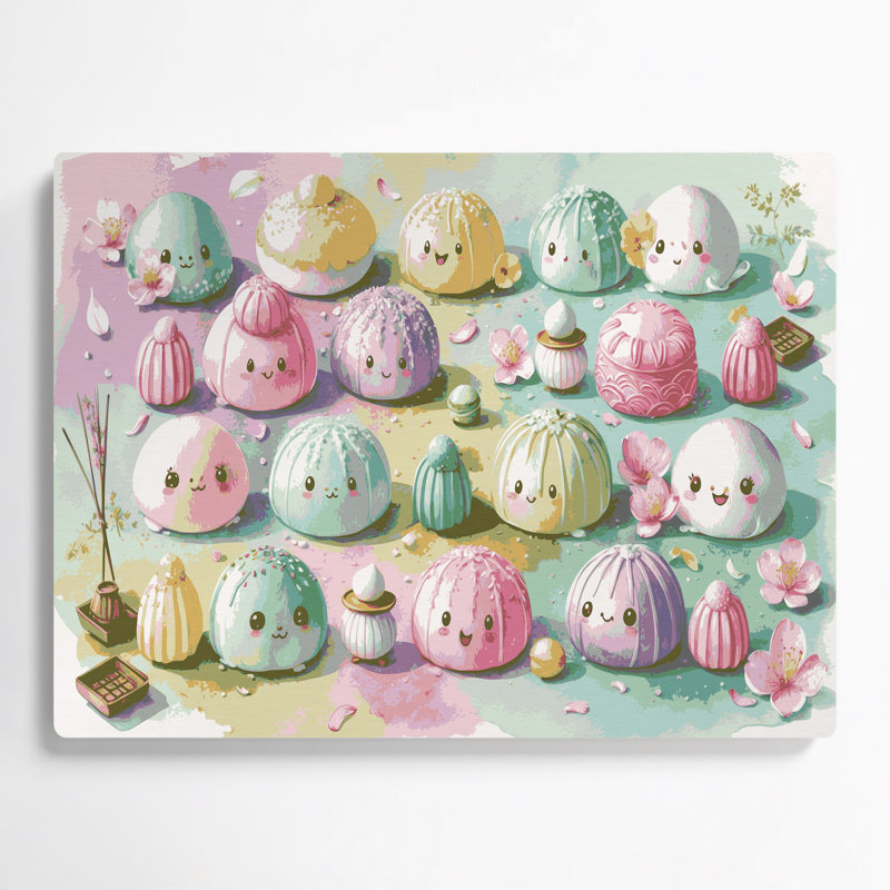 Desserts, art mural en métal beige Mochi, H 8 po x l 10 po