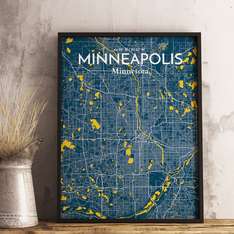 Minneapolis City Map - No Frame Print, 61cm H x 45.7cm W x 0.13cm D x 0.13 cm D