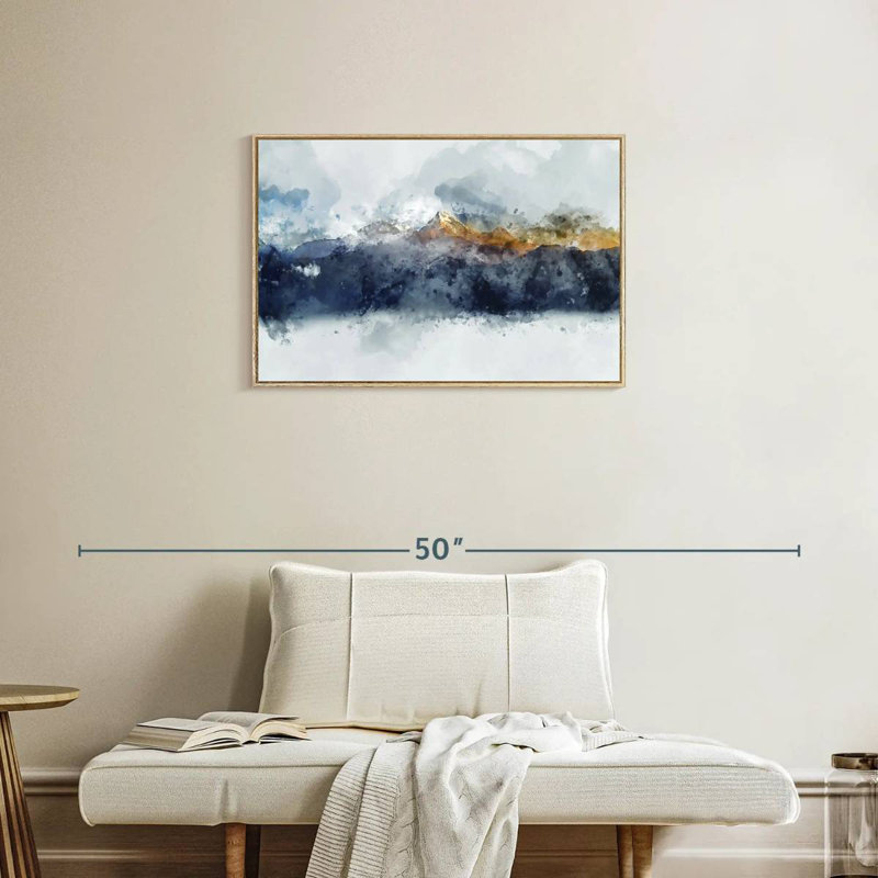 Montagnes de rêve, Cadre flottant en bois naturel, 31 po x 21 po