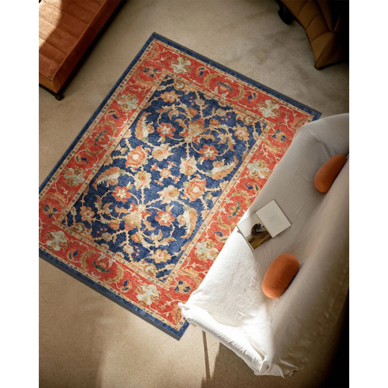 Tapis oriental en polyester tissé à la machine Tarango, Rectangle 5 pi 3 po x 7 pi 7 po