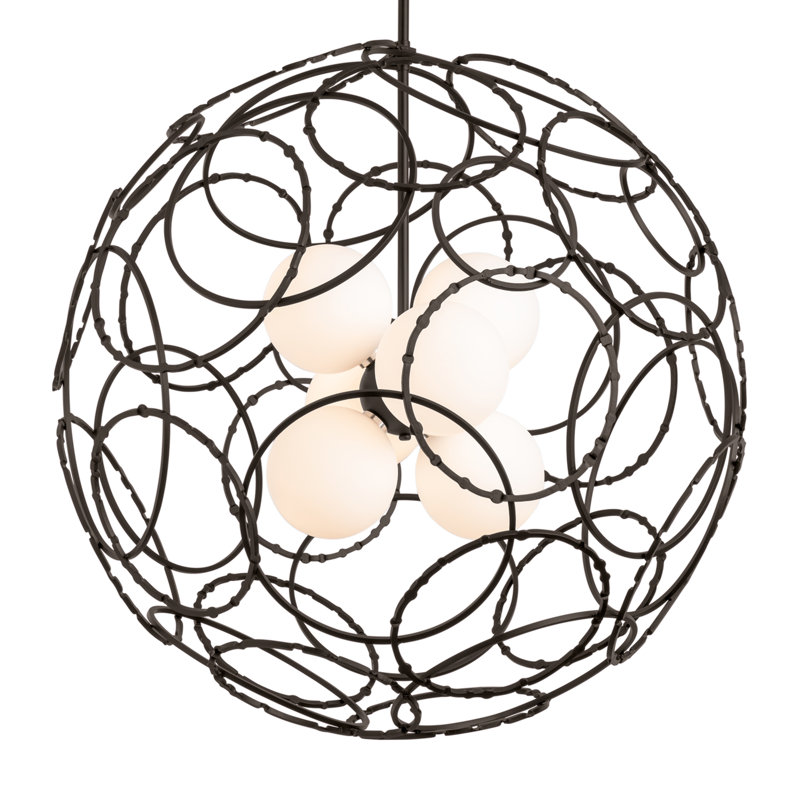 Olympus 6 - Light Unique/Statement Globe Chandelier, 54.6" H x 31" W x 31" D, Dark Smoke