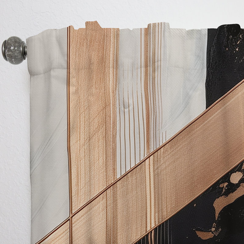 Gautam - Rose Gold Embracing Essence Of Lines III - Modern Curtain - Velvet Room Darkening - 1 panel, 52" W x 90" L