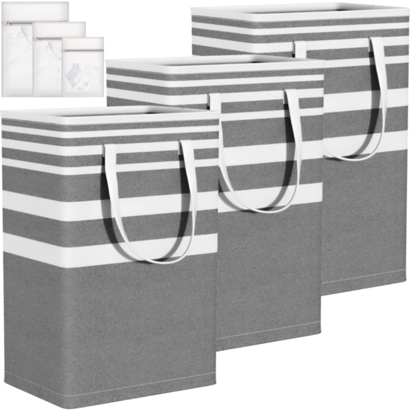 Ensemble de sacs de rangement en coton / polyéthylène, Gris