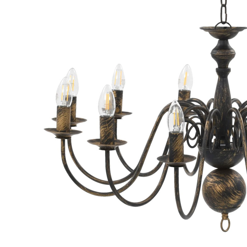 Cheeks 12 - Light Candle Style Chandelier, Black