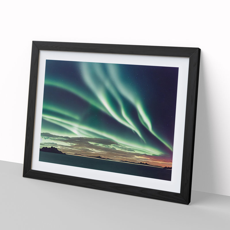 Showstopping Northern Lights - Single Picture Frame Print, 46cm H x 64cm W x 2cm D, Black