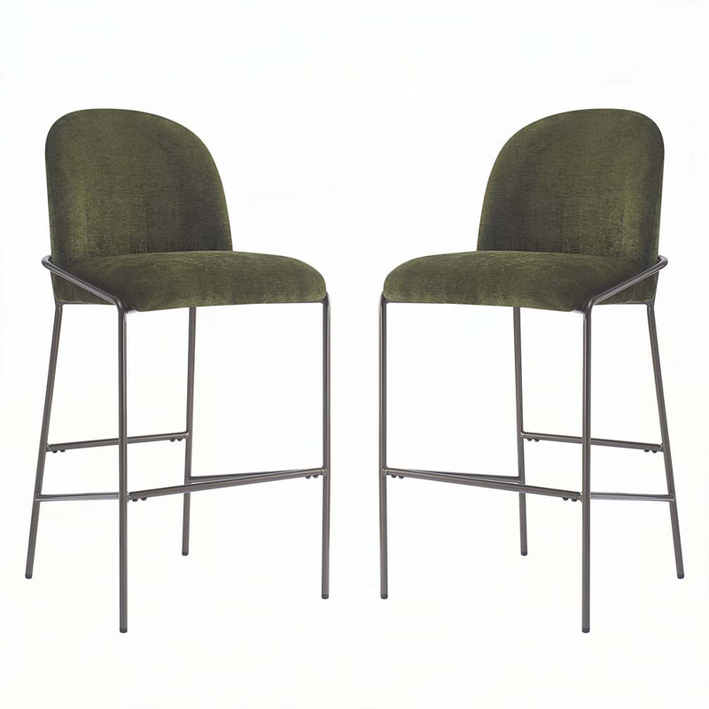 Tabouret de bar rembourré en métal, Vert