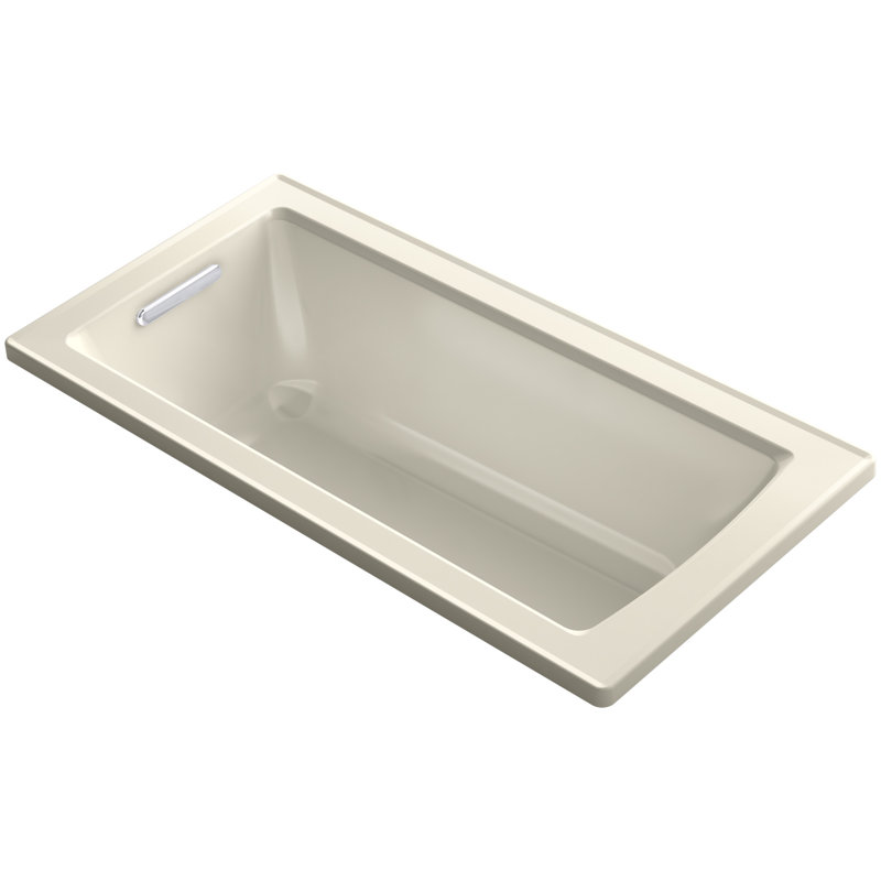 Baignoire encastrable Archer VibrAcoustic avec drain rÃ©versible, Amande