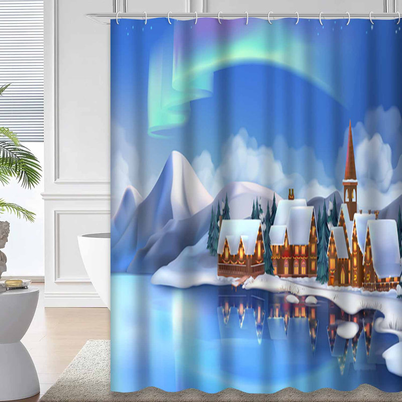 Rideau de douche Winter Christmas, L 72 po x l 78 po