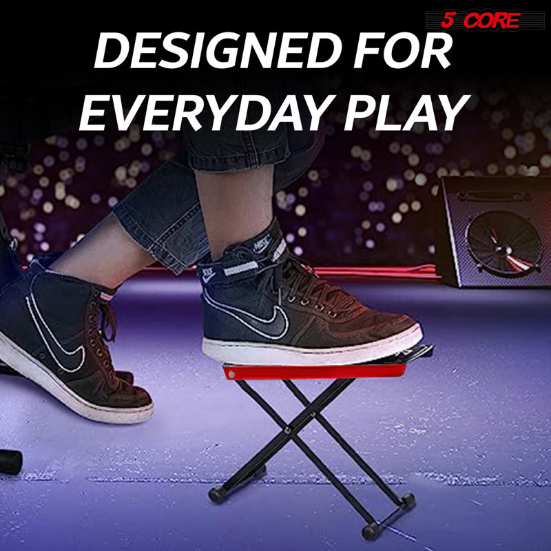 Repose-pieds pliant réglable à hauteur réglable pour 5 pieds de guitare, Rouge