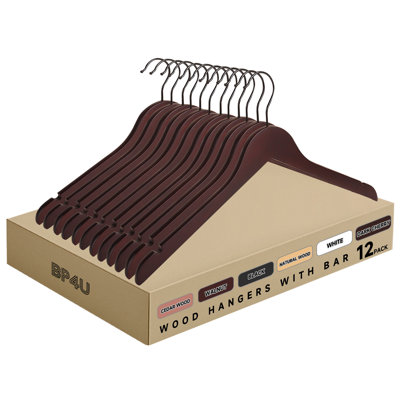 Premium Solid Wood Coat Hangers, Heavy Duty Wooden Shirt Hangers, Dress Hangers for Jackets, Suits, Shirts, Skirts