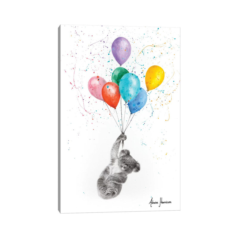 The Koala And The Balloons by Ashvin Harrison - Wrapped Canvas Print, 66.04 cm H x 45.72 cm W x 1.91 cm D