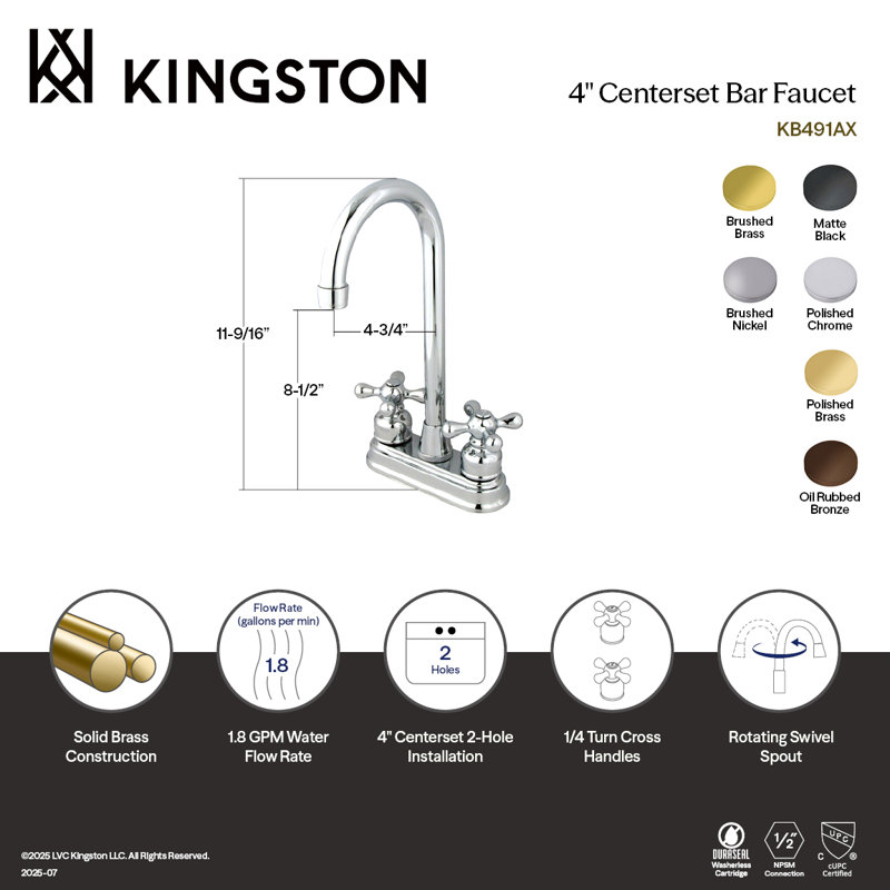 Robinet de bar Kingston, Noir mat