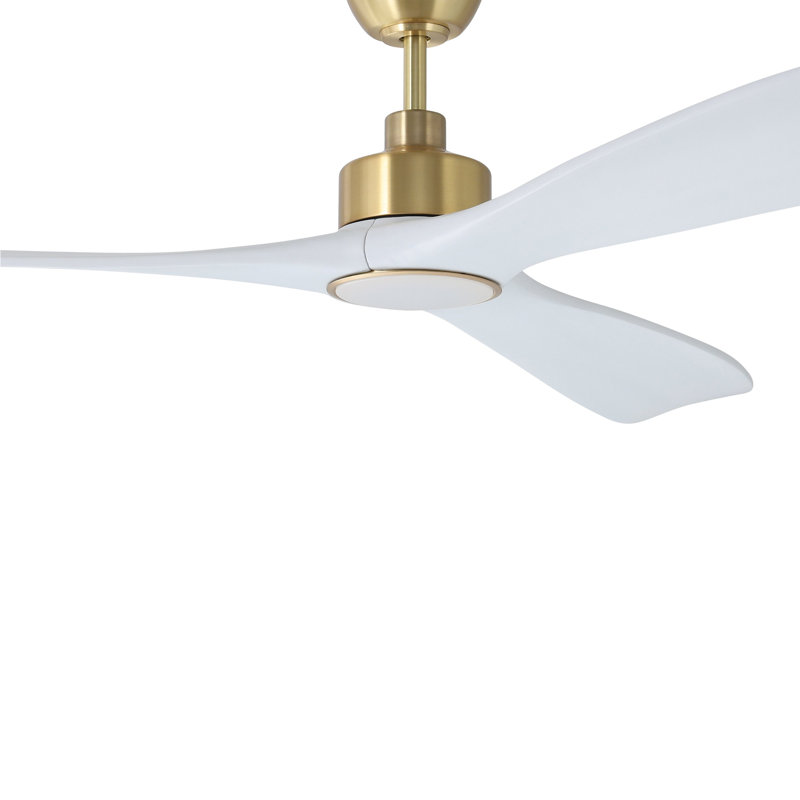 Ventilateur de plafond Zionne, Laiton satiné, H 80 po x l 84 po x P 84 po, Blanc