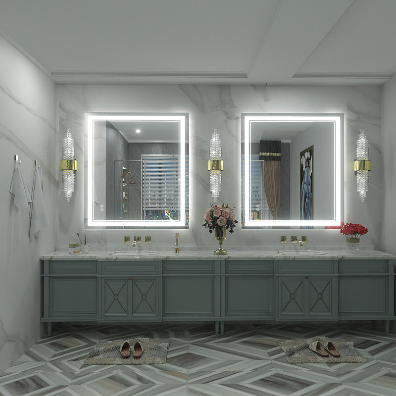  Wayfair Basics® UL Certified LED Anti-Fog Tempered Glass Bathroom/Vanity Mirror , 36" x 32"