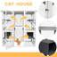 Medium Pet House, Wooden In White For A Happy Home Cat Cage Box, Sized With Play Platforms