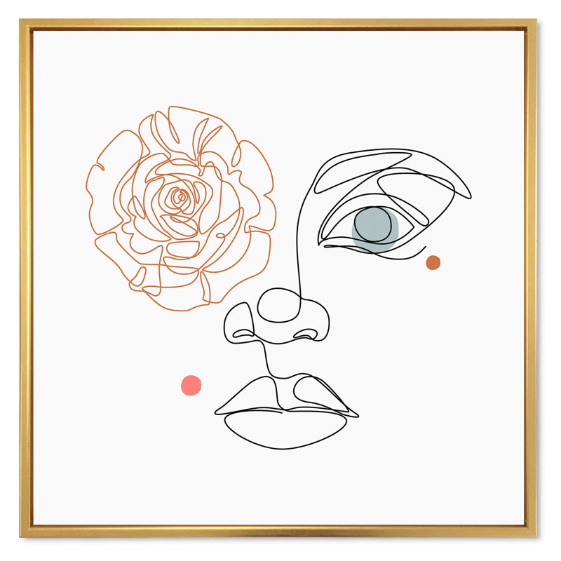 «Face féminine», impression sur toile, H 36 po x l 36 po x P 1 po, Cadre flottant doré