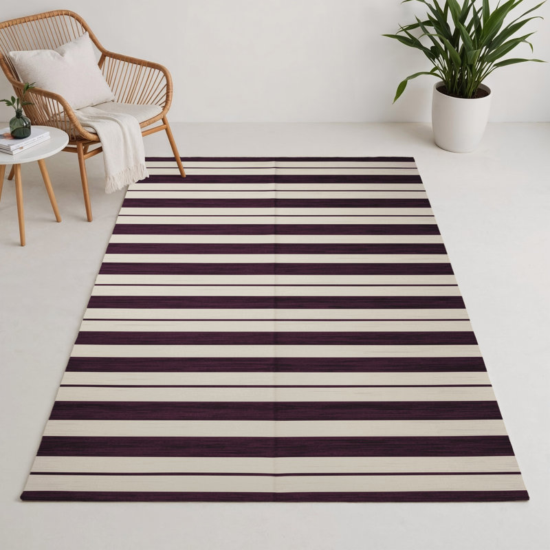 Tapis intérieur / extérieur beige HorizontalStripes, Rectangulaire 3 pi x 5 pi
