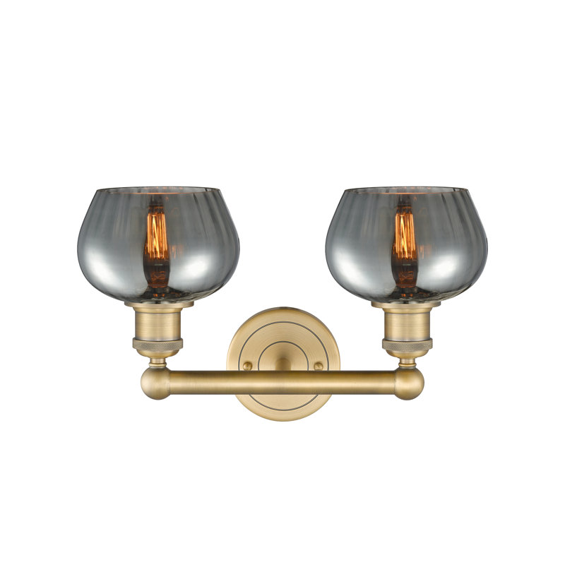 Éclairage pour meuble-lavabo à 2 lumières, Plaqué couleur fumée, Laiton brossé