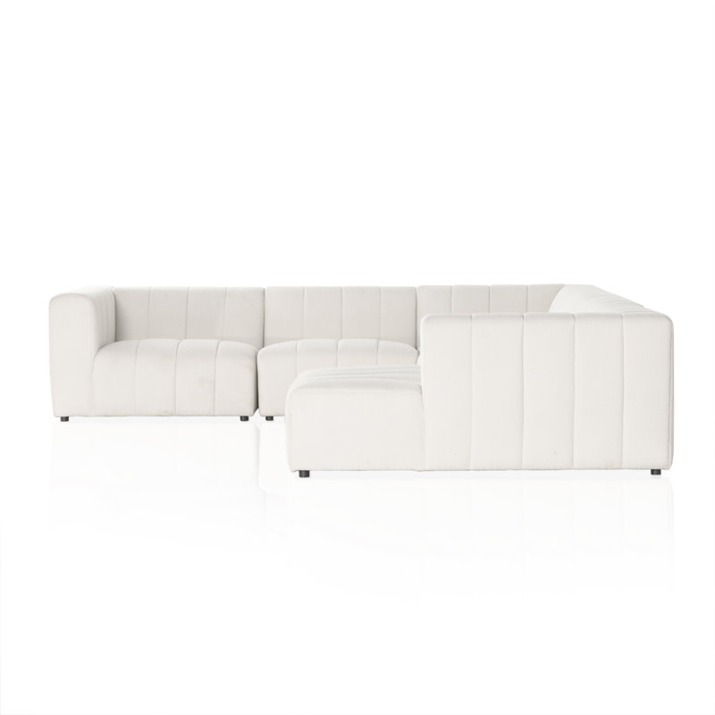 Langham Channeled 6 - Piece Sectional, Left Hand Facing, Fayette Cloud Polyester Blend, 28" H x 157" W x 122" D