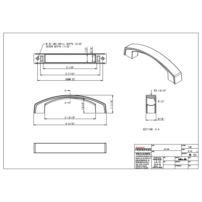Merrick Bar Pull, 3 3/4, Satin Bronze