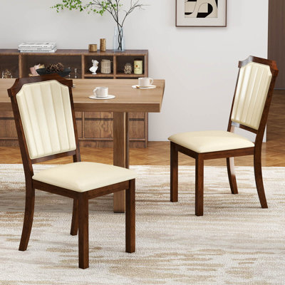 Dining Chair Set Of 4 Upholstered Kitchen Chair With Pu Leather & Rubber Wood Frame by Lark Manor