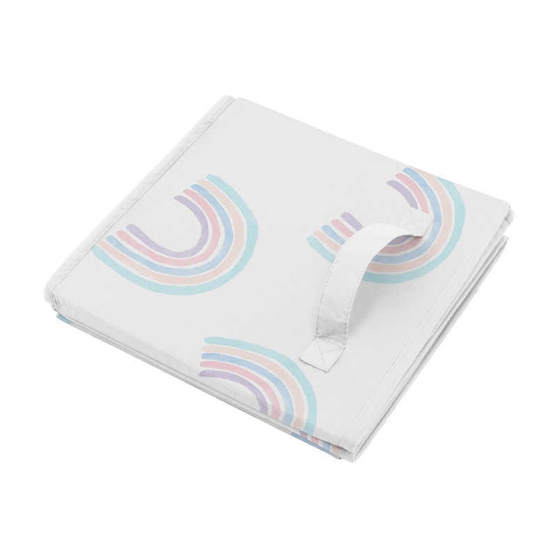 Pastel Rainbow Fabric Storage Toy Bin with Lid