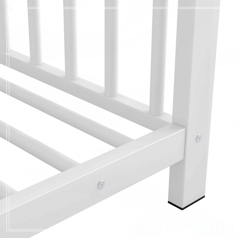 Lit plateforme simple en métal, Blanc