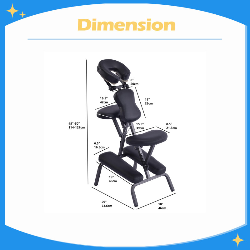 Fauteuil de massage portatif pour tatouer et spa avec berceau réglable avec sac de transport idéal pour les salons