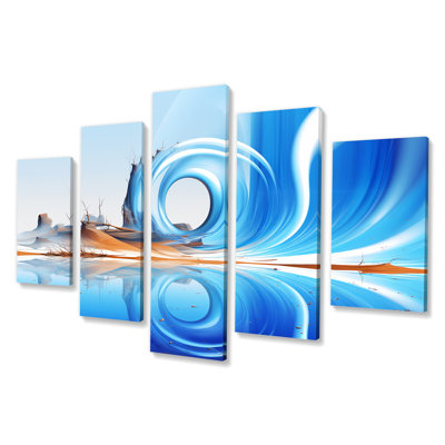 «Fractal Blue and White Fusion II», ensemble d'art mural abstrait à multiples fractales