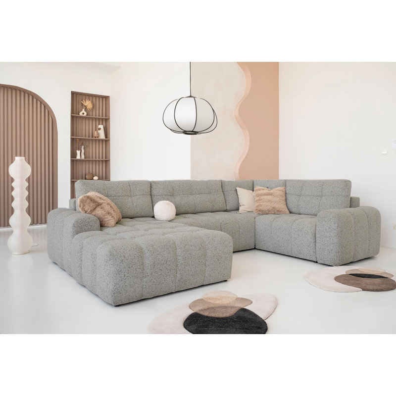 8 Seater Sofa Bed, in Grey, Left -sided